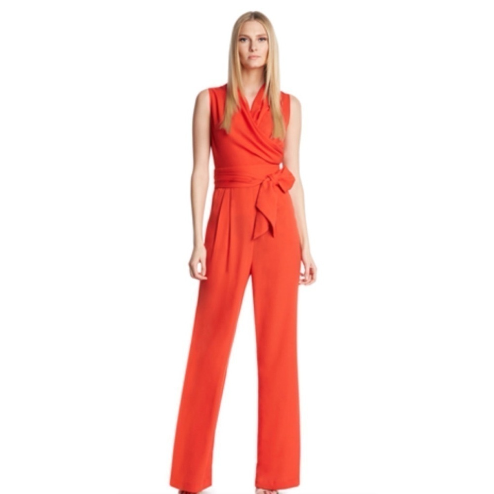 Robert Rodriguez Red Sleeveless Wide Leg Jumpsuit